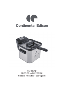 Mode d’emploi Continental Edison CEFR25IND Friteuse