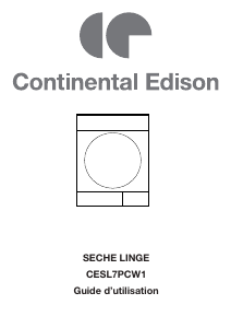 Mode d’emploi Continental Edison CESL7PCW1 Sèche-linge