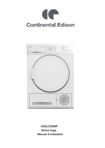 Mode d’emploi Continental Edison CESLCE8WP Sèche-linge