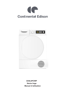 Mode d’emploi Continental Edison CESL9PCWP Sèche-linge