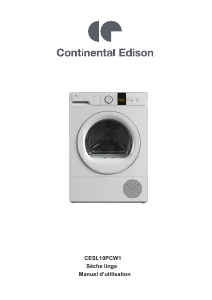 Mode d’emploi Continental Edison CESL10PCW1 Sèche-linge
