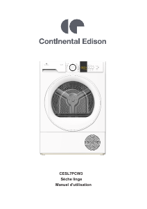 Mode d’emploi Continental Edison CESL7PCW3 Sèche-linge