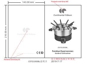 Manual Continental Edison CEFD1000BL Fondue