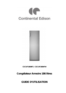 Mode d’emploi Continental Edison CECUF186NFW Congélateur