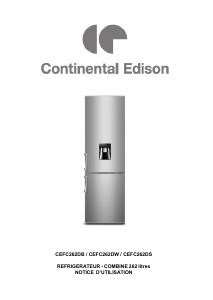 Mode d’emploi Continental Edison CEFC268DW Réfrigérateur combiné