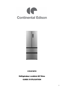 Mode d’emploi Continental Edison CERAF467IX Réfrigérateur combiné