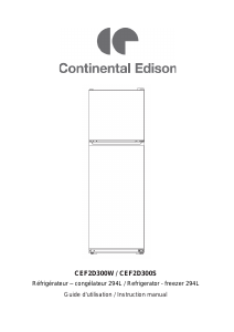 Mode d’emploi Continental Edison CEF2D300W Réfrigérateur combiné