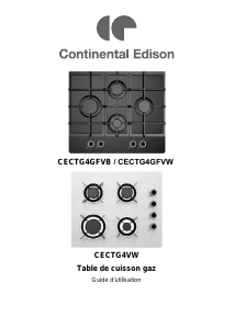 Mode d’emploi Continental Edison CECTG4GFVW Table de cuisson