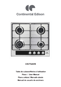 Mode d’emploi Continental Edison CECTG4VIX Table de cuisson