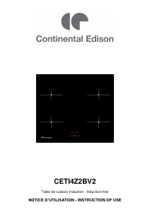 Mode d’emploi Continental Edison CETI4Z2BV2 Table de cuisson