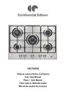 Mode d’emploi Continental Edison CECTG5VIX Table de cuisson