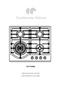 Mode d’emploi Continental Edison CECTG4BD Table de cuisson