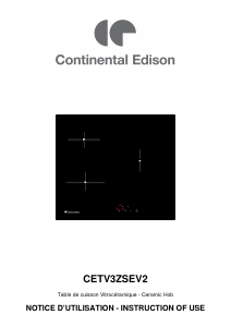 Handleiding Continental Edison CETV3ZSEV2 Kookplaat