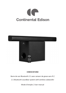 Mode d’emploi Continental Edison CEBDSCSF19B2 Système home cinéma