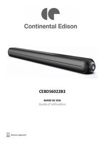 Mode d’emploi Continental Edison CEBDS6022B3 Système home cinéma