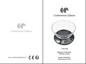 Mode d’emploi Continental Edison CEKT5B2 Balance de cuisine