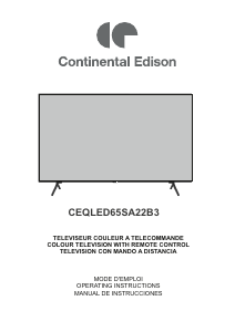 Handleiding Continental Edison CEQLED65SA22B3 LED televisie