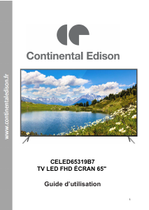 Mode d’emploi Continental Edison CELED65319B7 Téléviseur LED