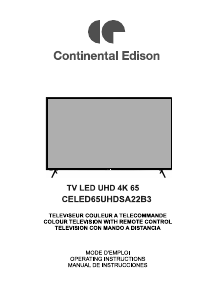 Handleiding Continental Edison CELED65UHDSA22B3 LED televisie