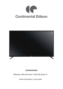 Mode d’emploi Continental Edison CELED43S419B2 Téléviseur LED