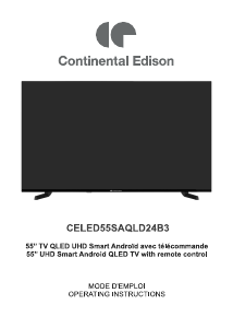 Mode d’emploi Continental Edison CELED55SAQLD24B3 Téléviseur LED