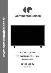 Mode d’emploi Continental Edison CELED321018B2 Téléviseur LED