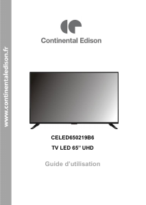 Mode d’emploi Continental Edison CELED650219B6 Téléviseur LED