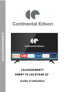 Mode d’emploi Continental Edison CELED32SMART7 Téléviseur LED