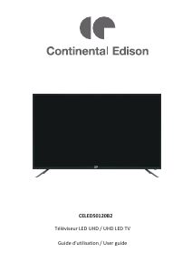 Mode d’emploi Continental Edison CELED50120B2 Téléviseur LED