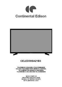 Mode d’emploi Continental Edison CELED39SA21B3 Téléviseur LED