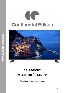 Mode d’emploi Continental Edison CELED395B7 Téléviseur LED