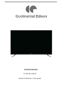 Mode d’emploi Continental Edison CELED55UHD21B2 Téléviseur LED