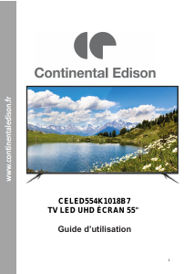 Mode d’emploi Continental Edison CELED554K1018B7 Téléviseur LED