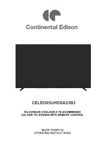 Mode d’emploi Continental Edison CELED65UHDSA23B3 Téléviseur LED