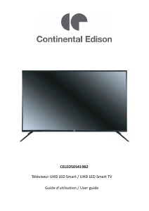 Handleiding Continental Edison CELED50S419B2 LED televisie