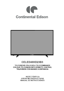 Mode d’emploi Continental Edison CELED40HD23B3 Téléviseur LED