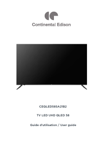 Mode d’emploi Continental Edison CEQLED58SA21B2 Téléviseur LED