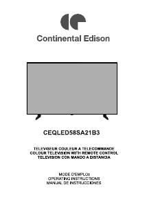 Mode d’emploi Continental Edison CEQLED58SA21B3 Téléviseur LED