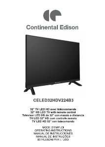 Mode d’emploi Continental Edison CELED32HDV224B3 Téléviseur LED