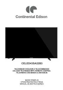 Mode d’emploi Continental Edison CELED43SA22B3 Téléviseur LED