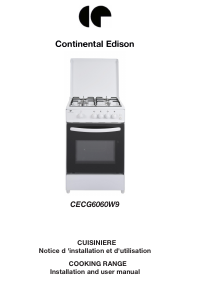 Mode d’emploi Continental Edison CECG6060W9 Cuisinière