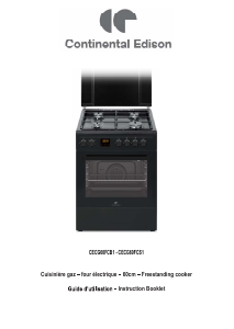 Mode d’emploi Continental Edison CECG60FCB1 Cuisinière