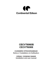 Mode d’emploi Continental Edison CECVT6060B Cuisinière