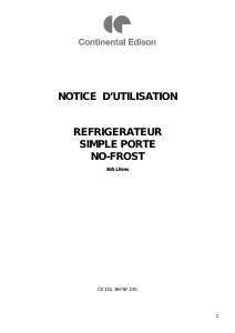 Mode d’emploi Continental Edison CE1DL365NFDIG Réfrigérateur