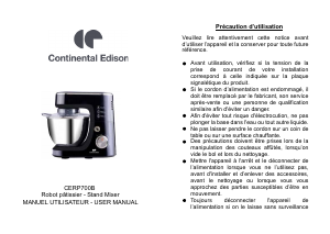 Mode d’emploi Continental Edison CERP700B Robot sur socle