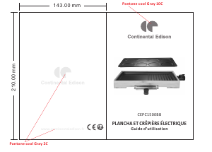 Mode d’emploi Continental Edison CEPC1500BB Gril de table