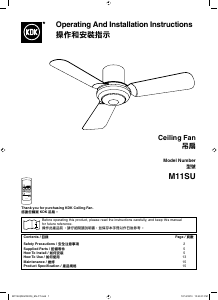 Manual KDK M11SU Ceiling Fan