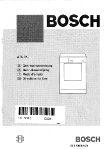 Handleiding Bosch WTA3200 Wasdroger