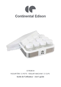 Manual Continental Edison CEYA001B Yoghurt Maker