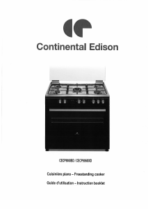 Mode d’emploi Continental Edison CECP9060BD Cuisinière